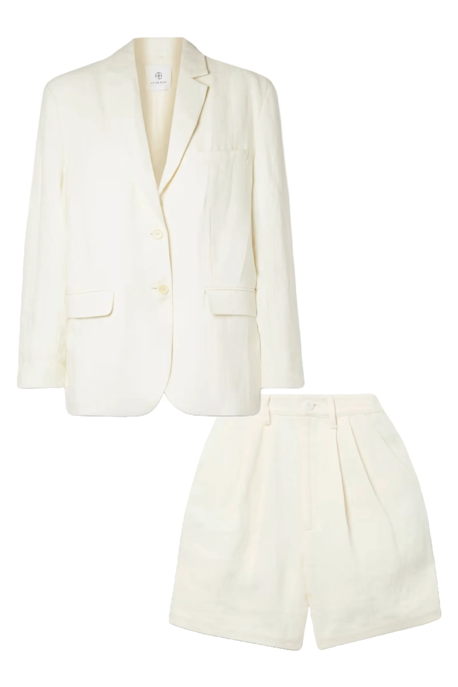 Quinn Oversized Linen Blazer and Carrie Pleated Linen Shorts