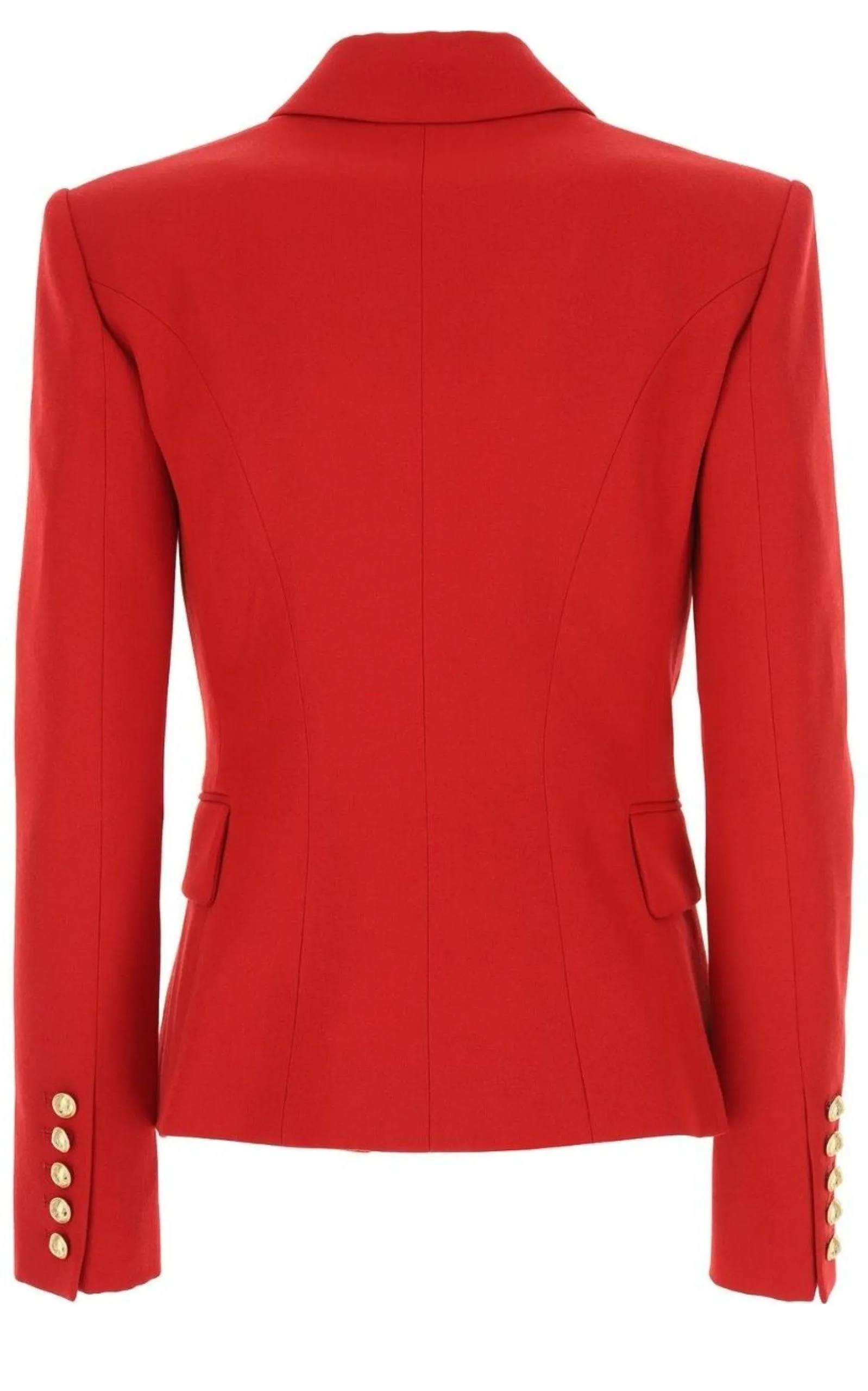 Red Double Breasted Tailored Wool Blazer