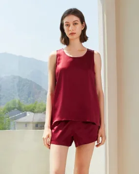 Relaxed Silk Short Pajamas Claret