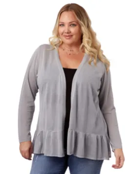 Ruffle-Hem Cardigan | COOL GREY