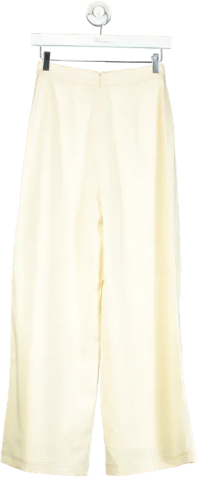 Sancia Cream High-Waisted Wide-Leg Trousers UK XS