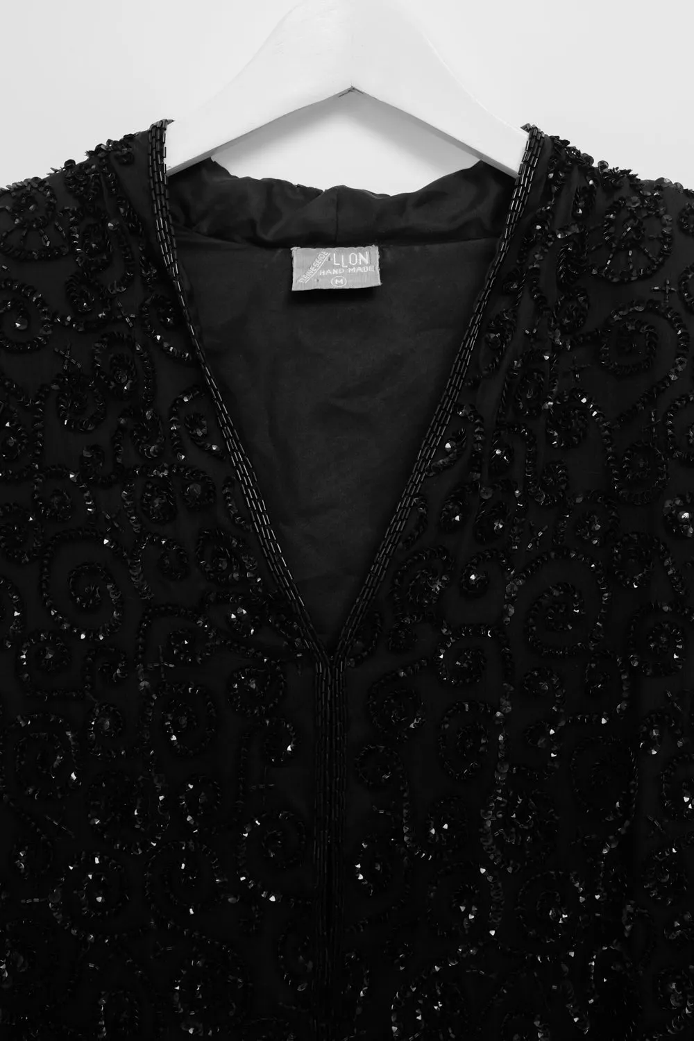 SILK SEQUIN BLACK HANDMADE VINTAGE JACKET