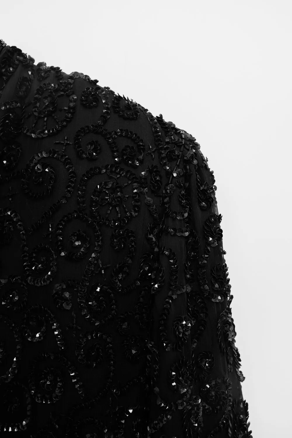 SILK SEQUIN BLACK HANDMADE VINTAGE JACKET