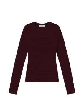 Smocked Crewneck - Wine