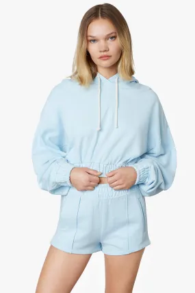 Smocked Crop Hoodie Sky