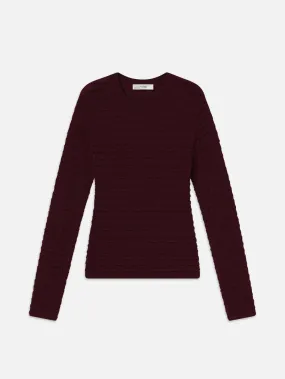 Smocked Long Sleeve Crewneck -- Wine