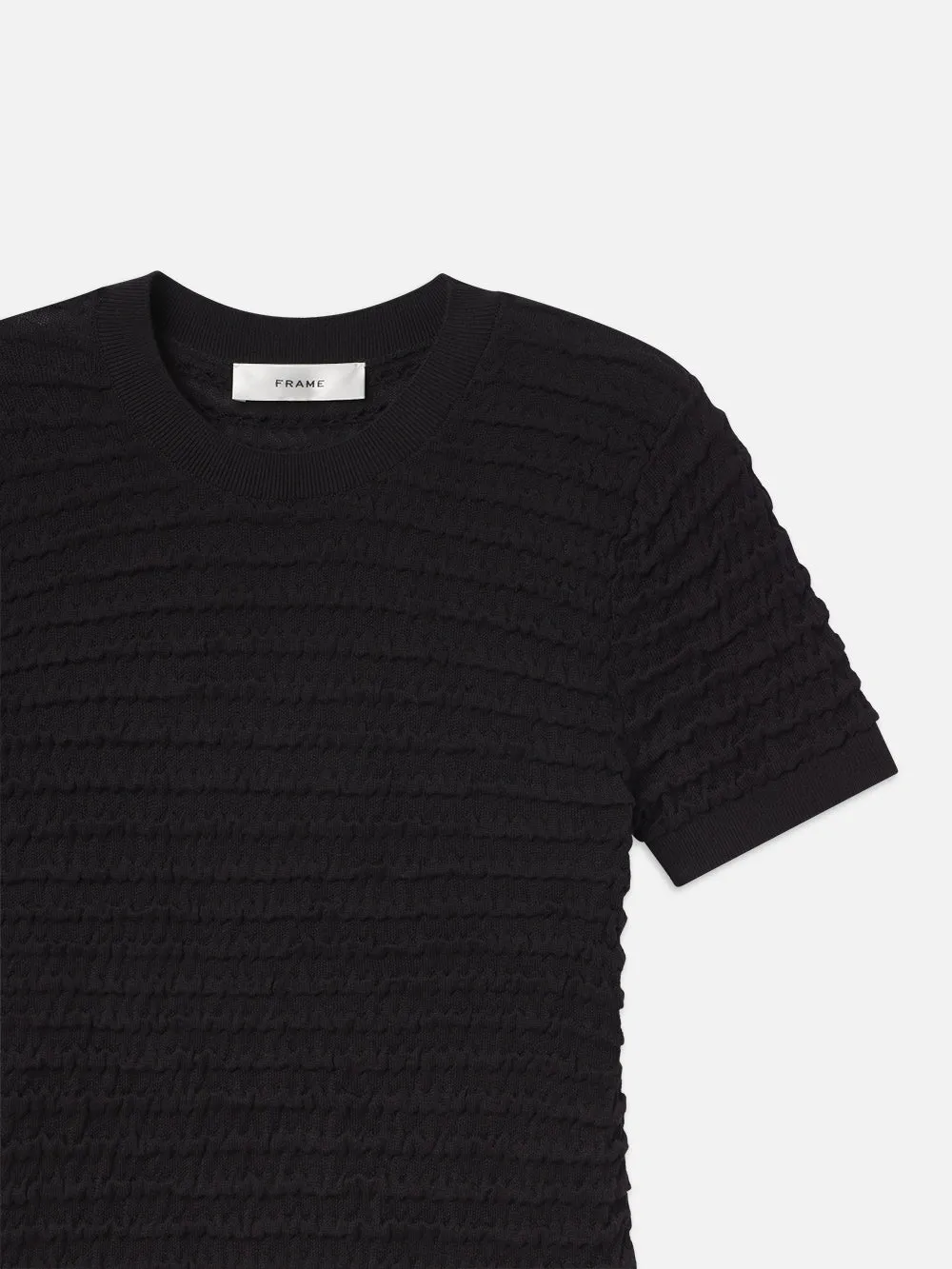 Smocked Short Sleeve Sweater -- Black