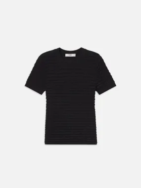 Smocked Short Sleeve Sweater -- Black