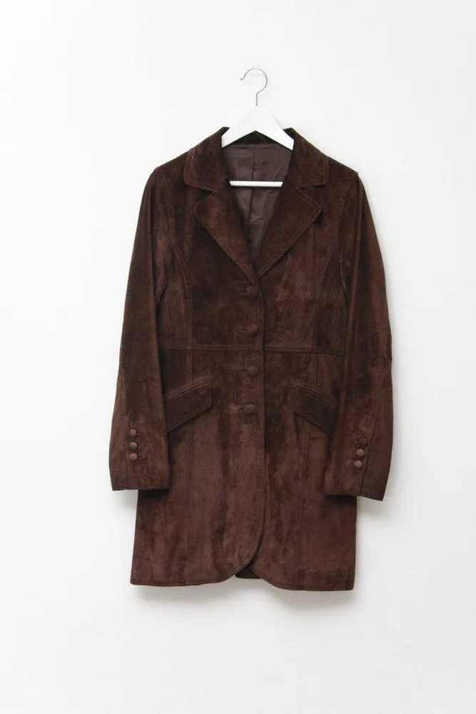 SUEDE LEATHER BROWN VINTAGE COAT