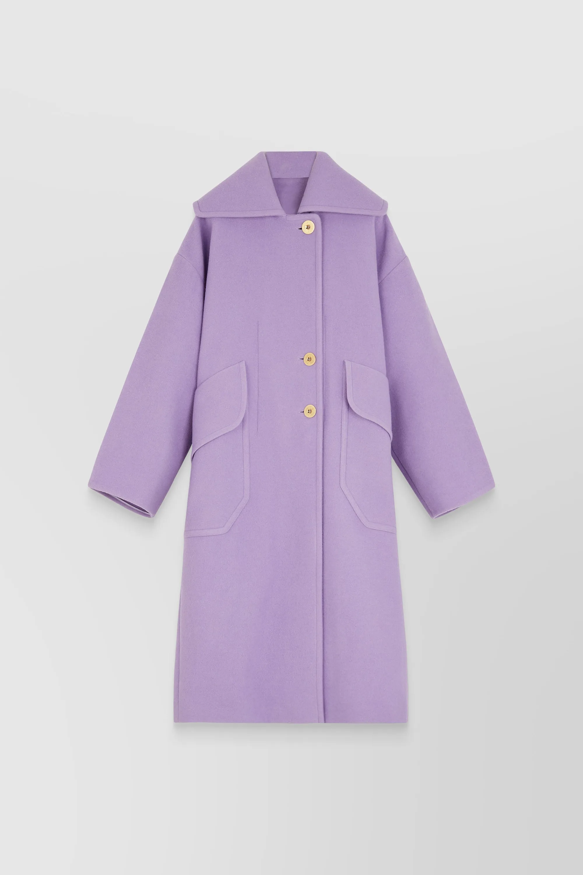 Violet oversized double sided wool maxi coat